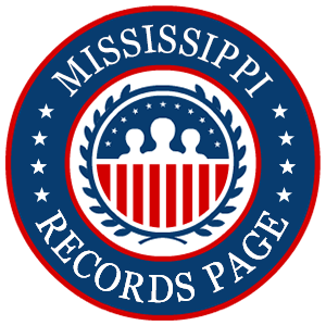 A red, white, and blue round logo with the words Mississippi Records Page