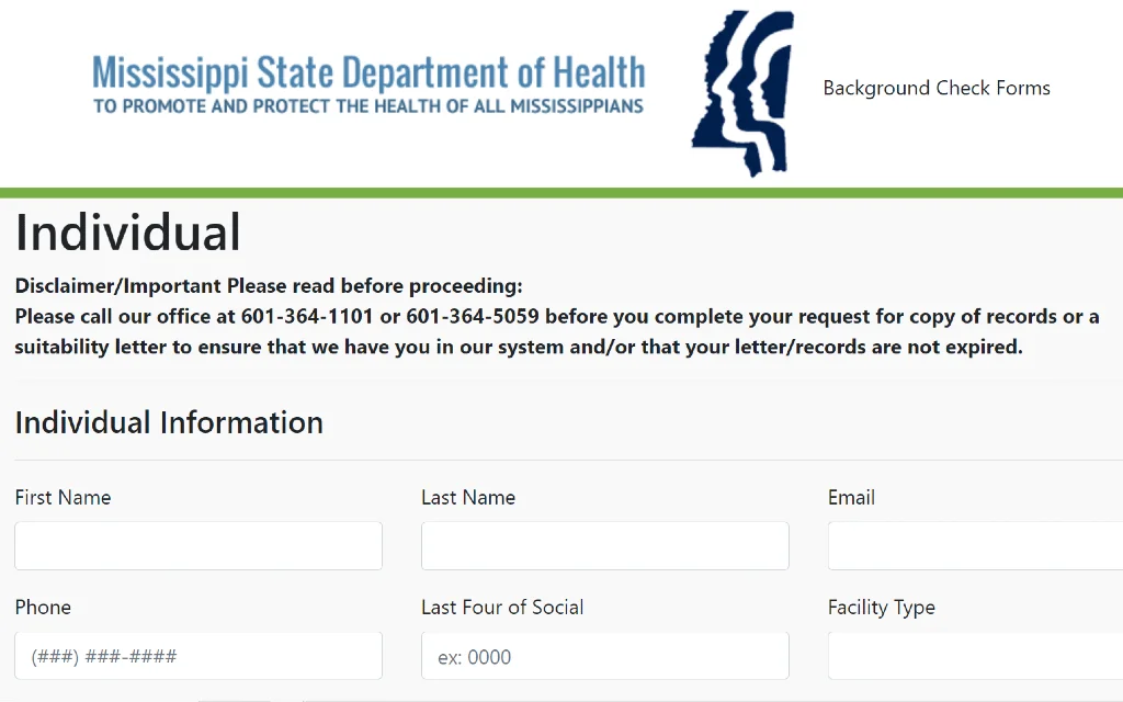 Mississippi State Department of Health individual vital records request for free Mississippi divorce records after death of spouse.