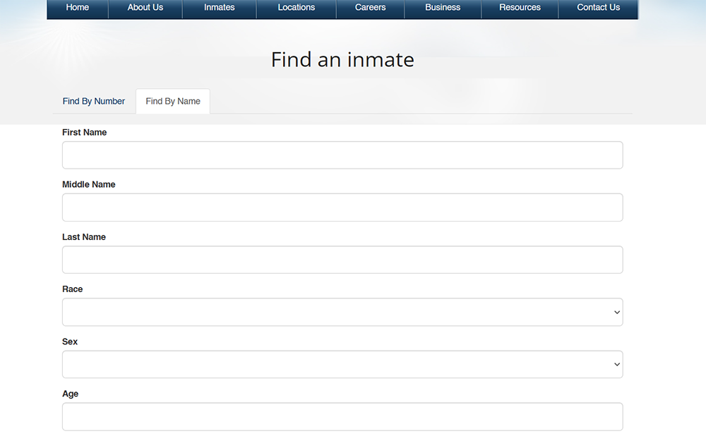 A screenshot from the Federal Bureau of prisons find an inmate page.